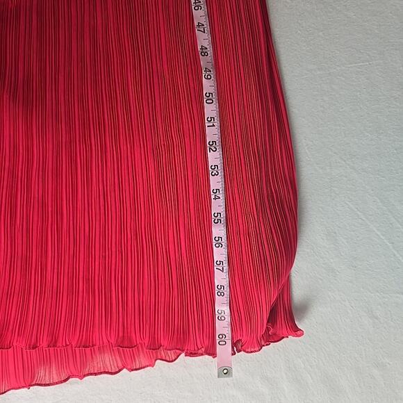 Tadashi Shoji Crinkle Maxi Dress 10 Lily Pink Chiffon Cap Sleeve Formal Wedding - Picture 10 of 12